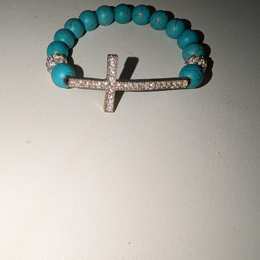 Turquoise Beaded Cross Bracelet